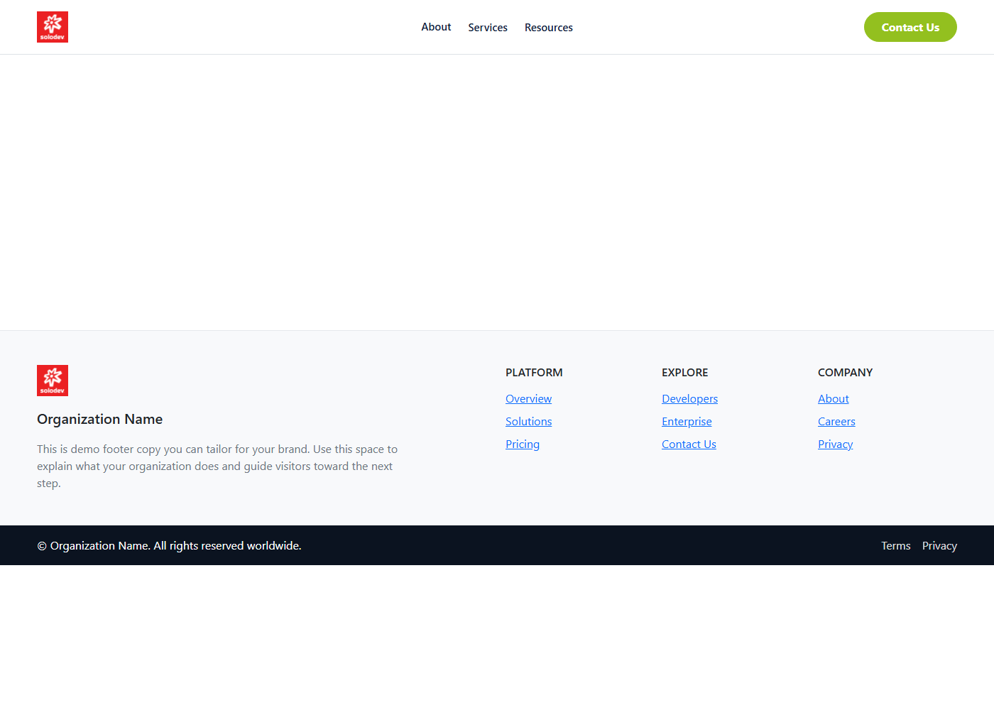 Full-page preview of the Base Template system layout