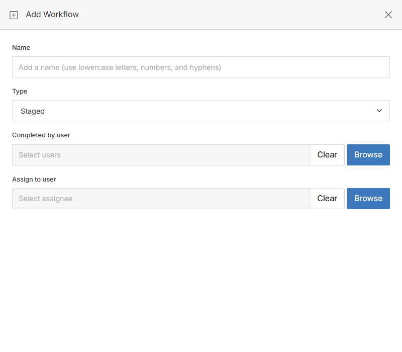 Add Workflow with a File-type trigger selected