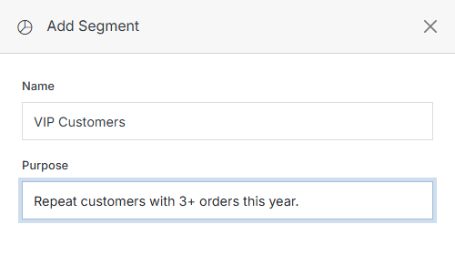 Add Segment form