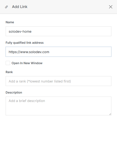 Add Link form