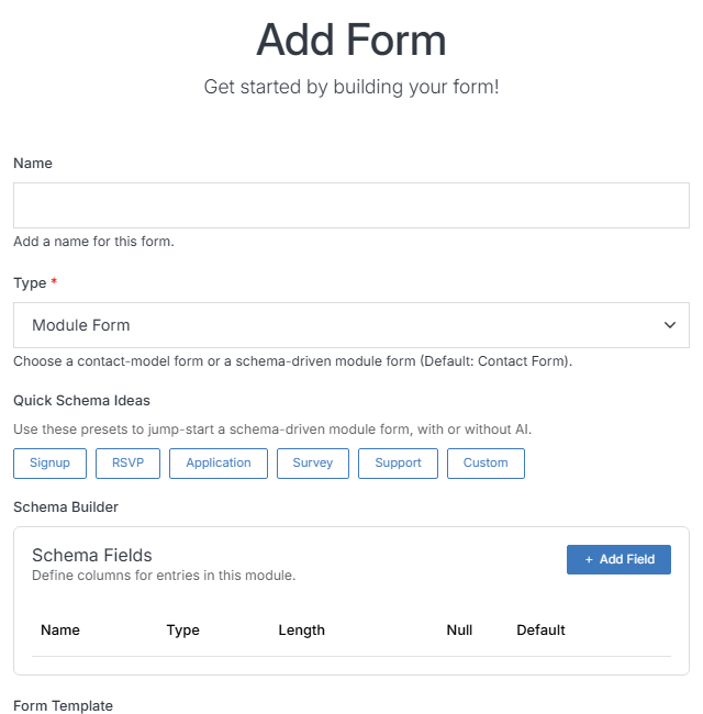 Add Form with Type set to Module Form