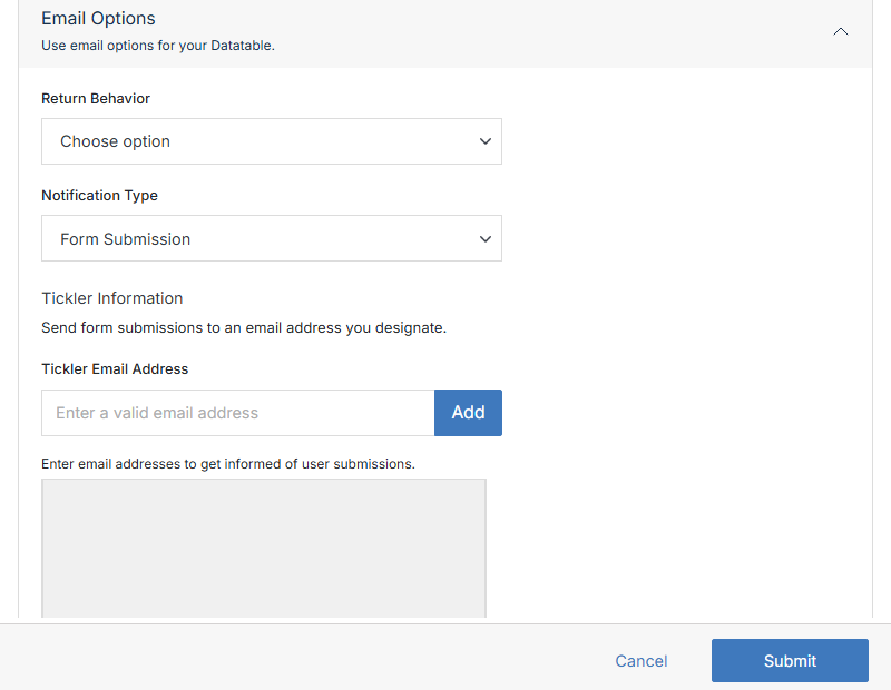 Email Options section