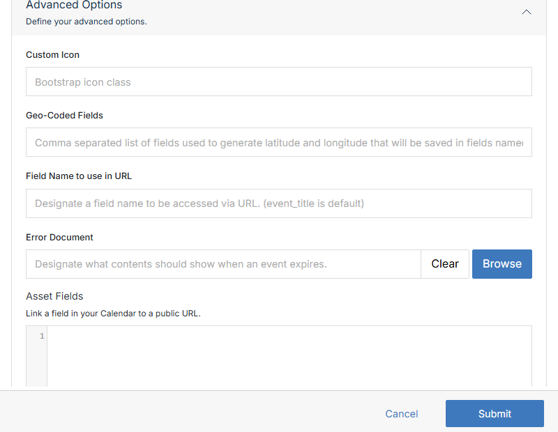 Advanced Options section, upper half