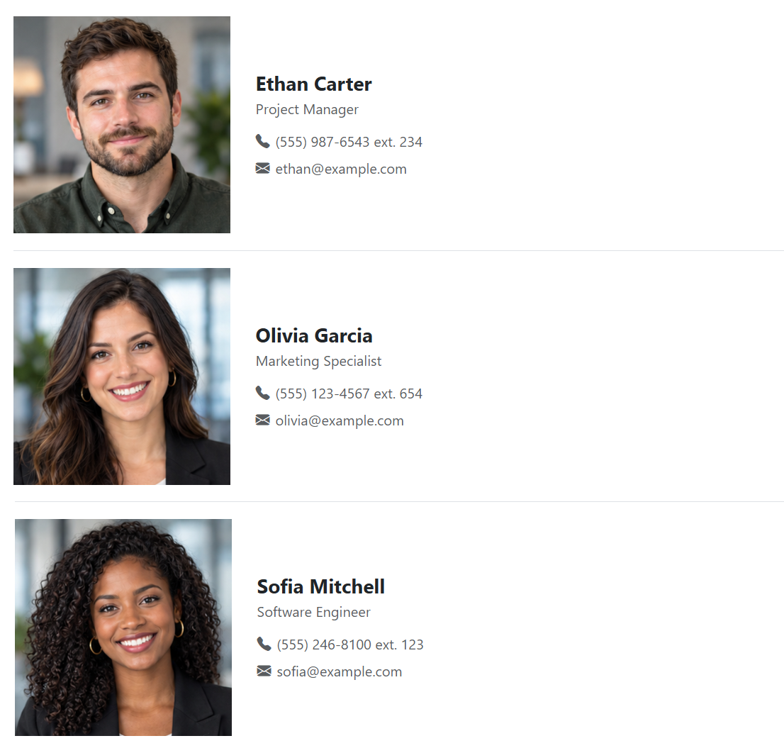 Team Listing