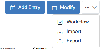Module actions menu with WorkFlow highlighted
