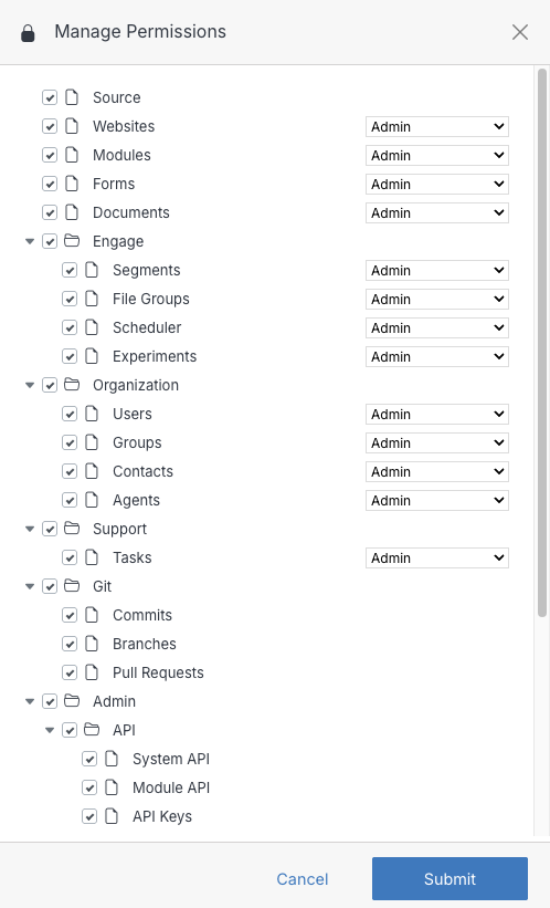 Apps the group has access to