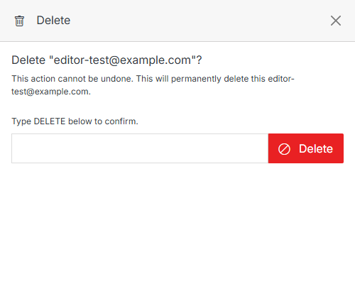 Delete User confirmation