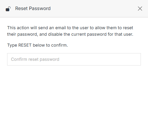 Reset Password confirmation