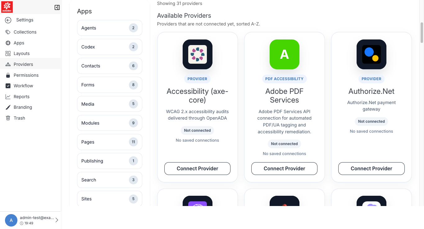 The providers Dashboard