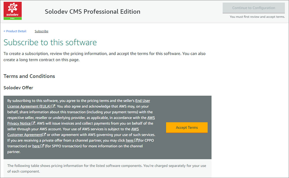 CMS Pro Configure Software Contract