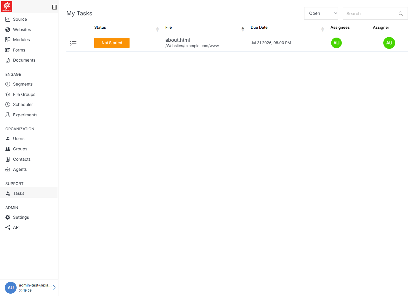 My Tasks list