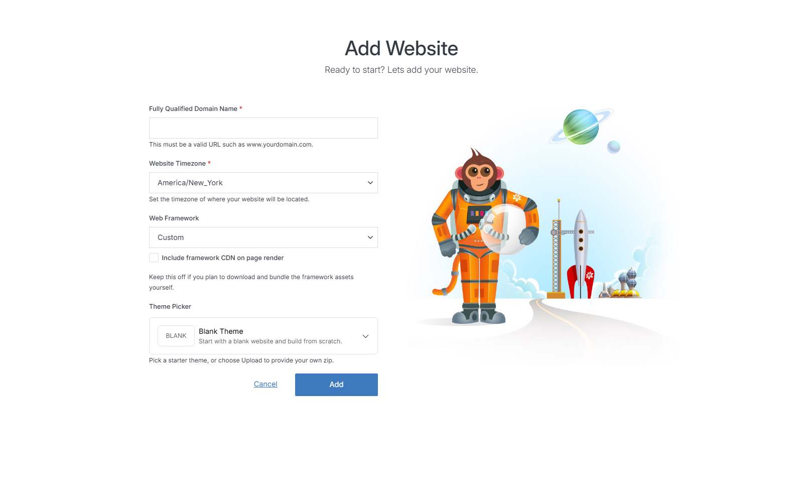 Add website form
