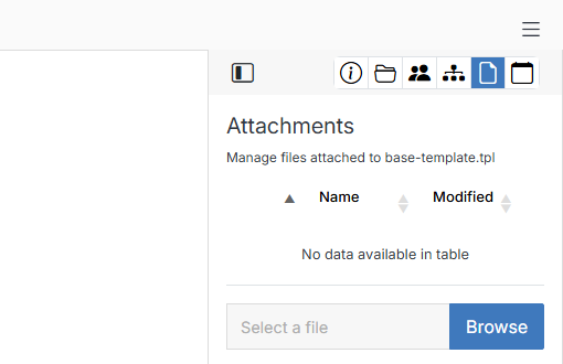 Attachments panel for a file