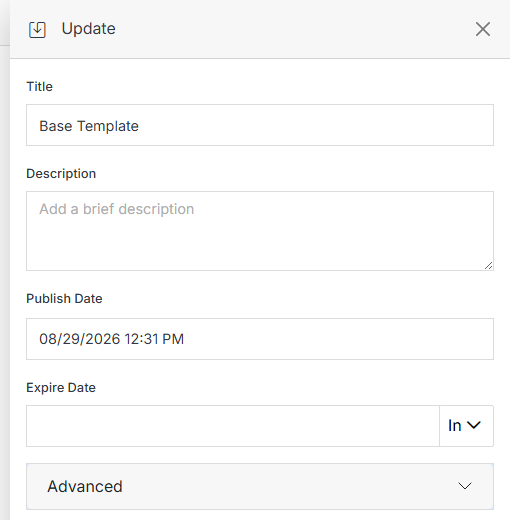 Update panel for a file