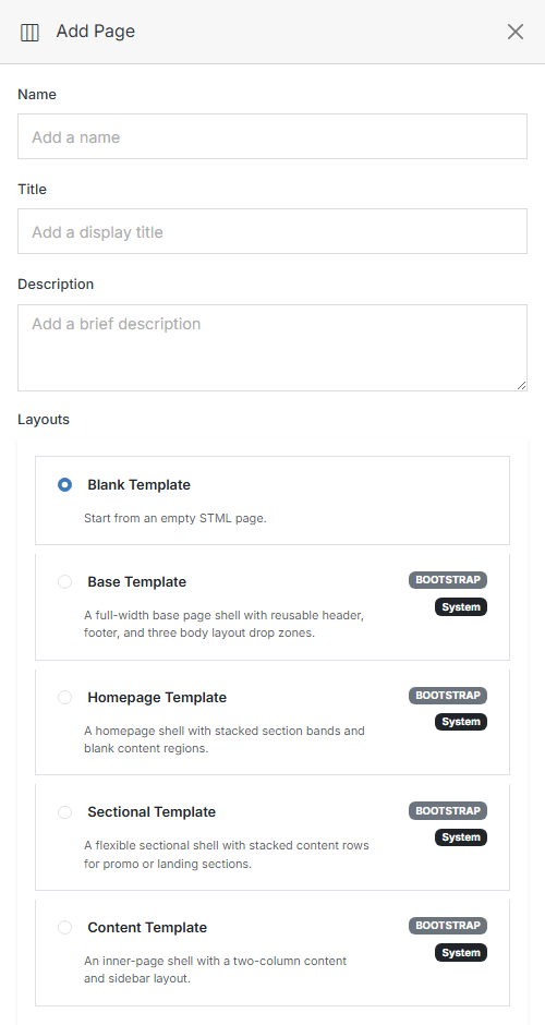 Add Page form