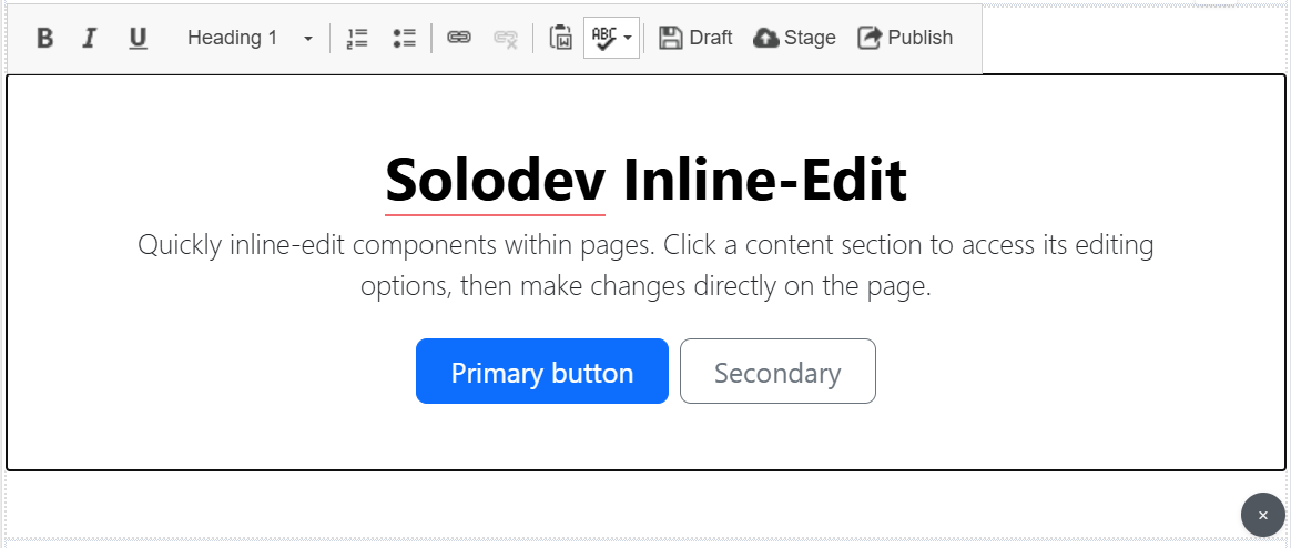 Hero component with inline editor