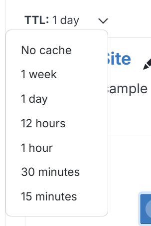 Page cache TTL Menu