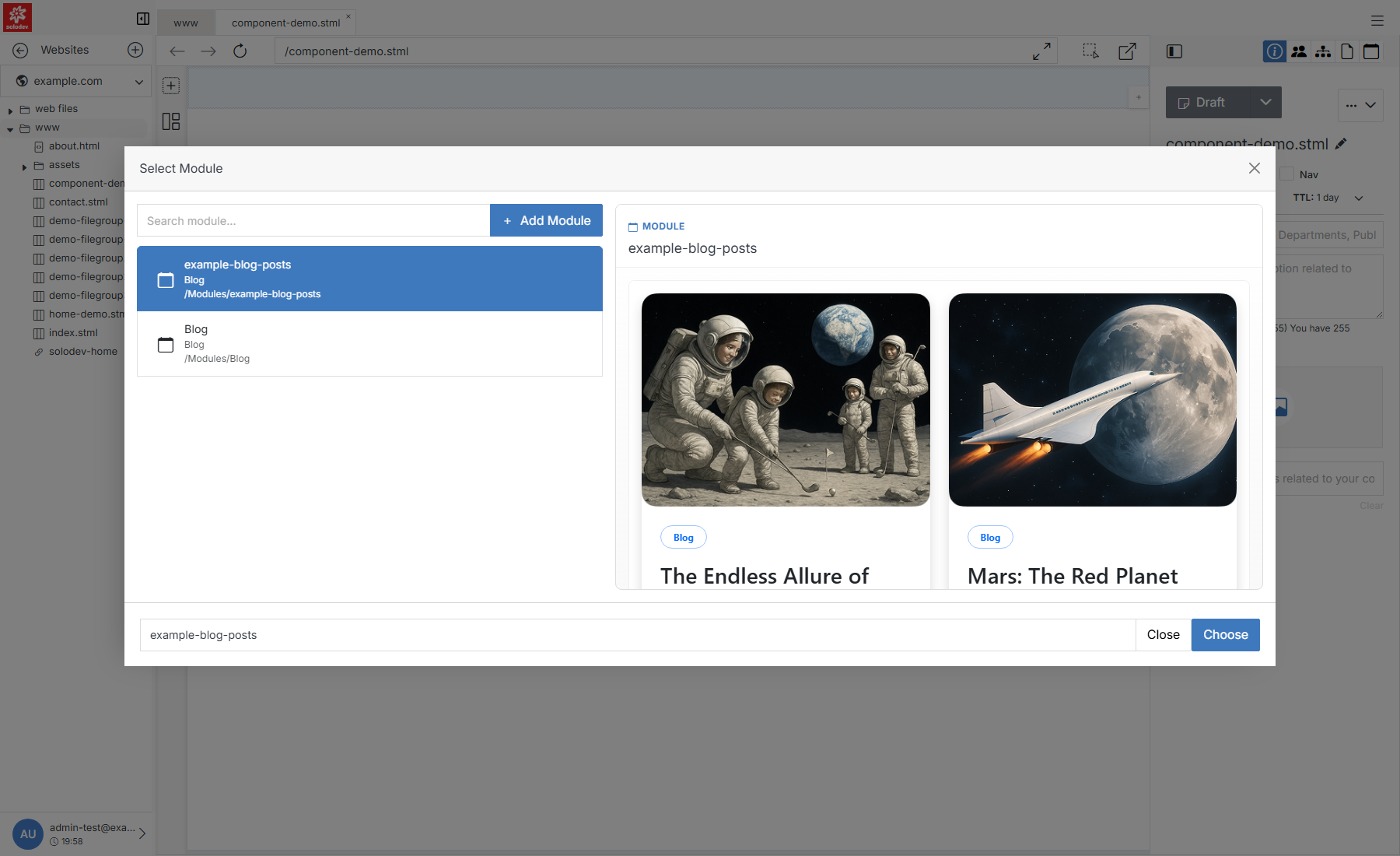 Select Module picker