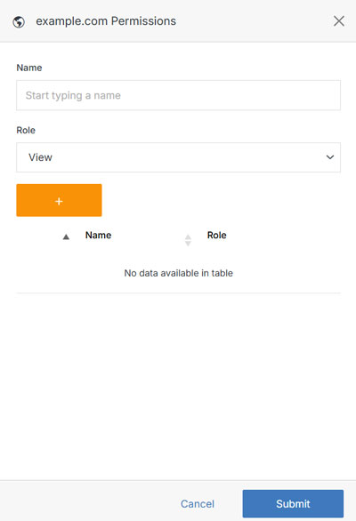 Website permissions modal