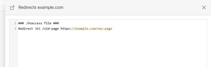 Redirects code editor