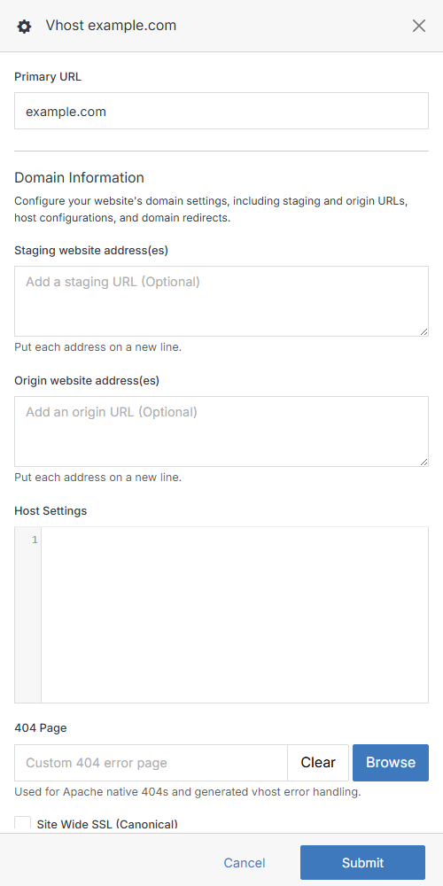 Vhost panel