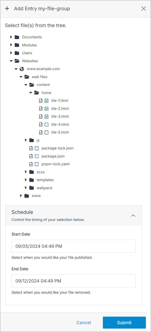 File Group Add Entry