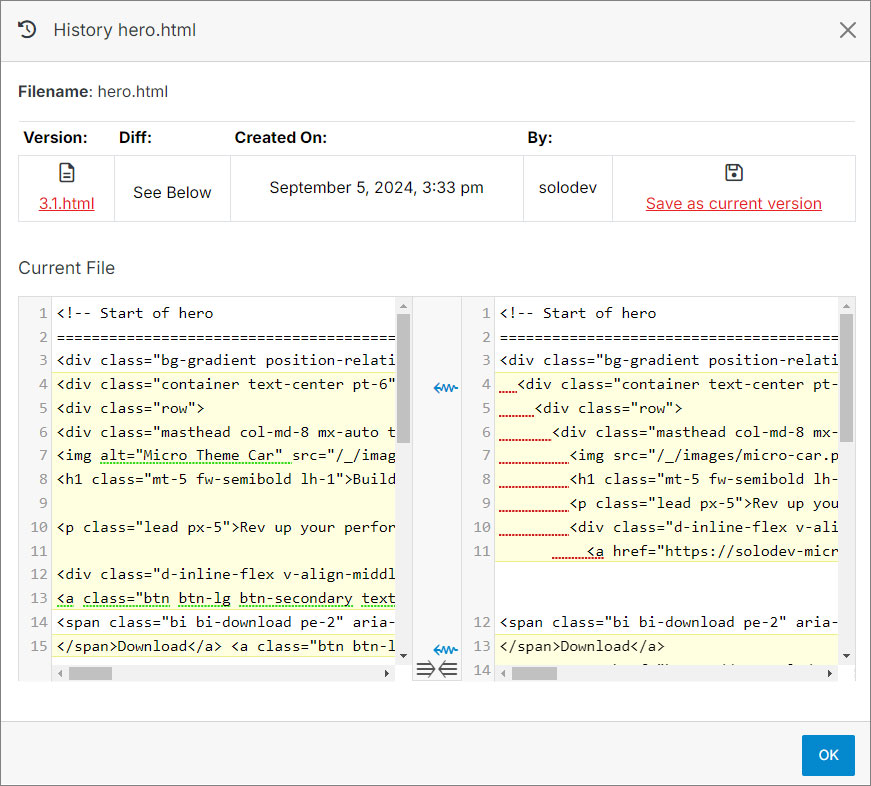 History Modal