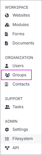 Groups link selected in the navigation