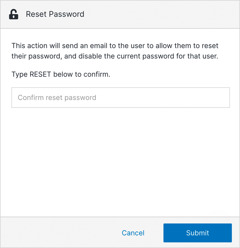 Reset password form