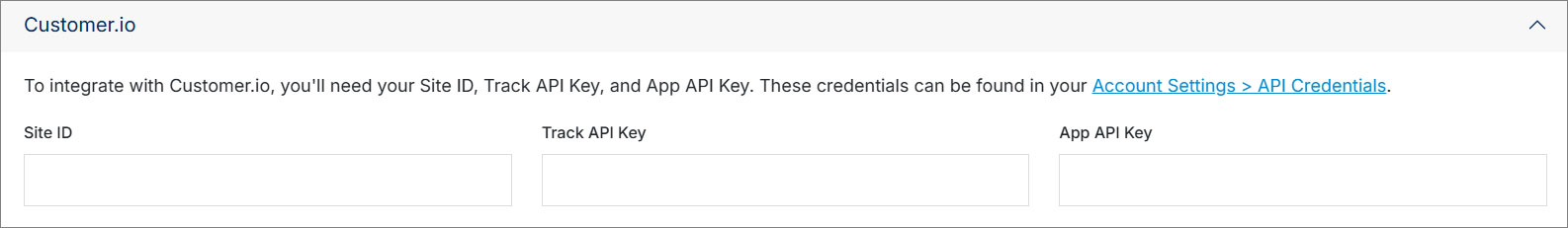Customer.io Settings