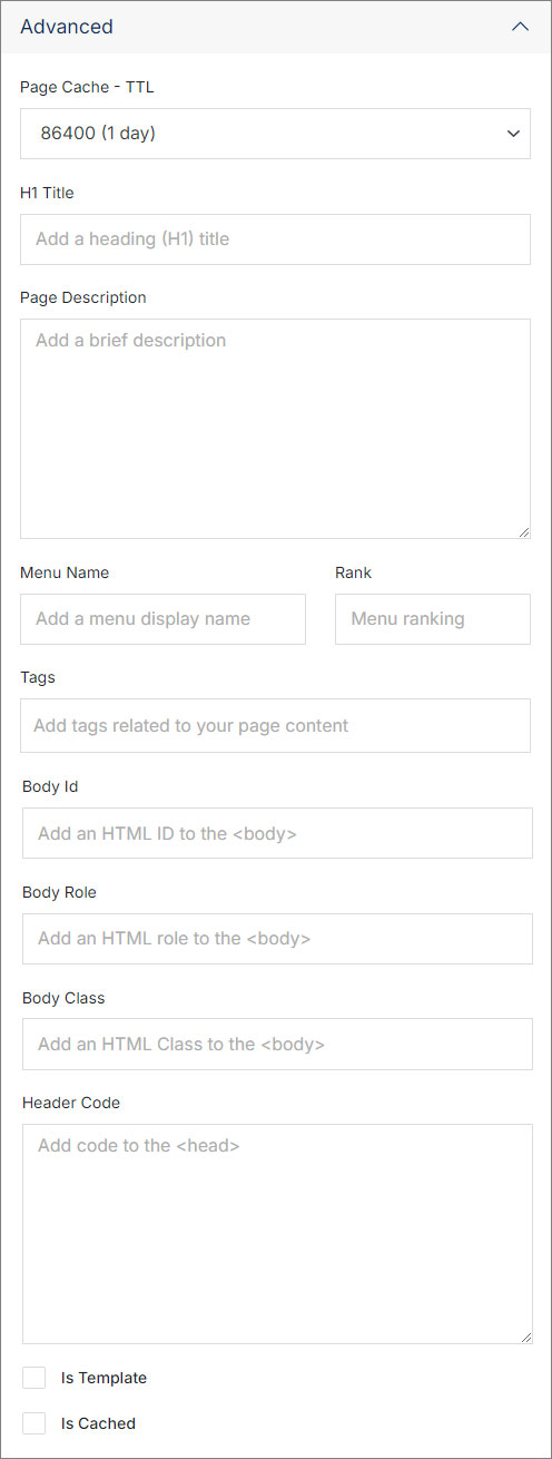 Meta Column Advanced Section