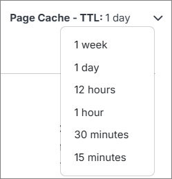 Page cache TTL Menu