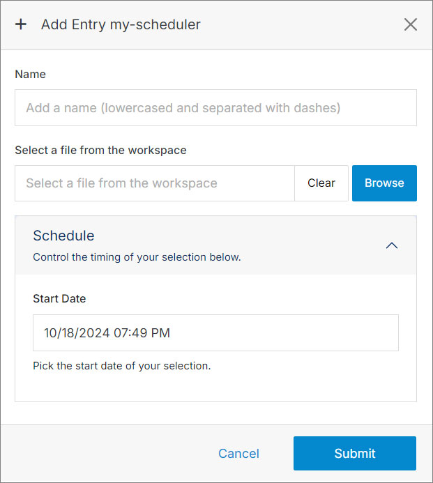 Scheduler Add Entry