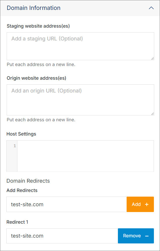 Domain Information form