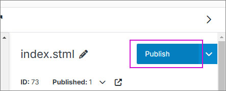 Publish button highlighted